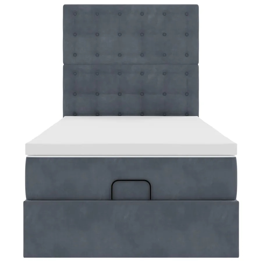 Cadre de lit ottoman avec matelas gris foncé 90x190 cm velours - 8