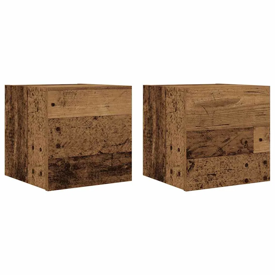 Meuble TV mural 2 pcs vieux bois 30,5x30x30 cm - 2