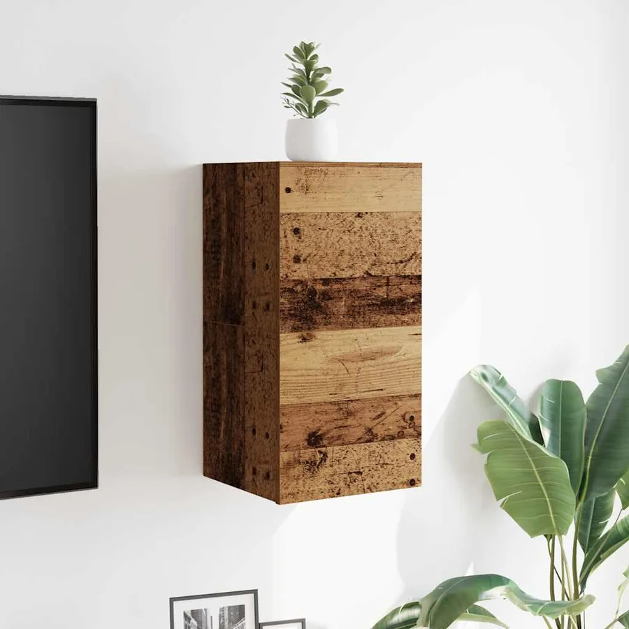 Meuble TV mural 2 pcs vieux bois 30,5x30x30 cm - 4