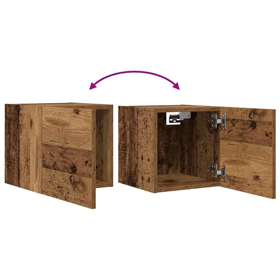 Meuble TV mural 2 pcs vieux bois 30,5x30x30 cm - 8