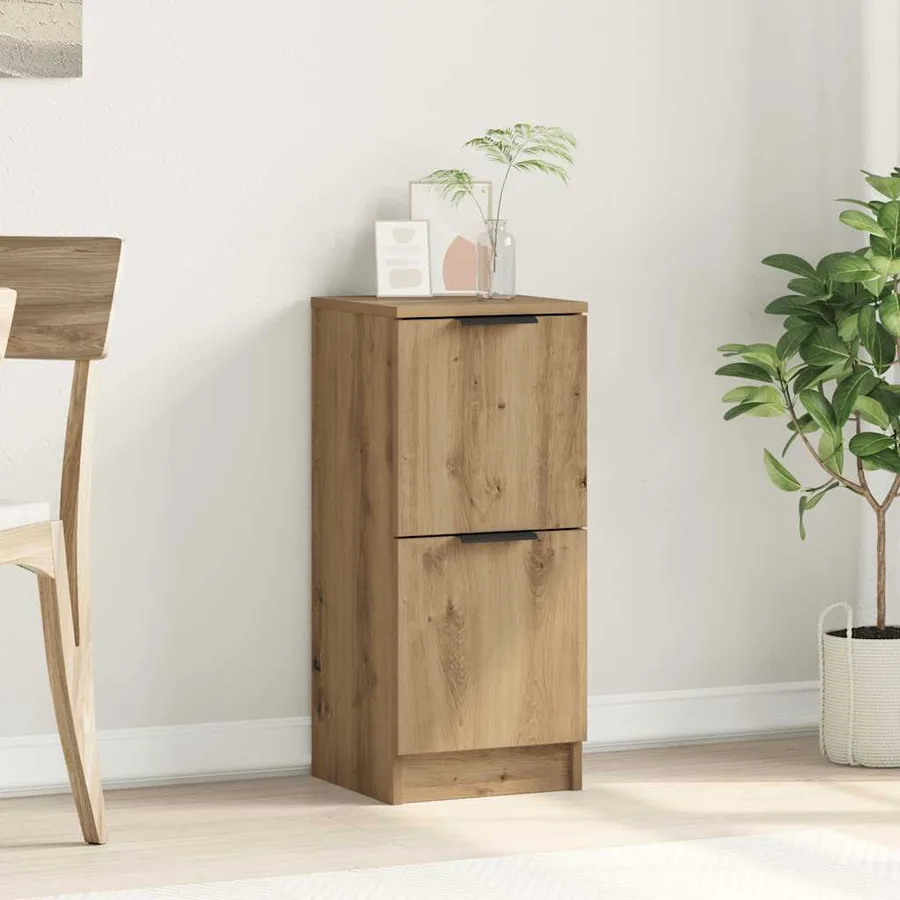 Buffet chêne artisanal 30x30x70 cm bois d'ingénierie - 3