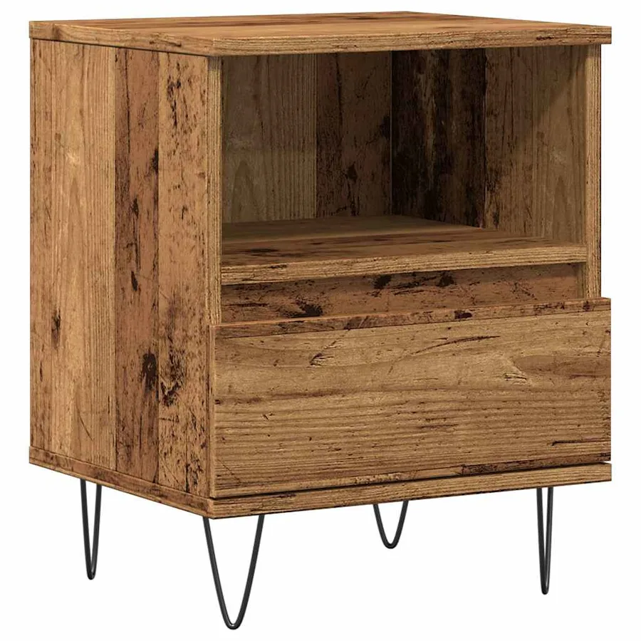 Table de chevet vieux bois 40x35x50 cm bois d’ingénierie - 2