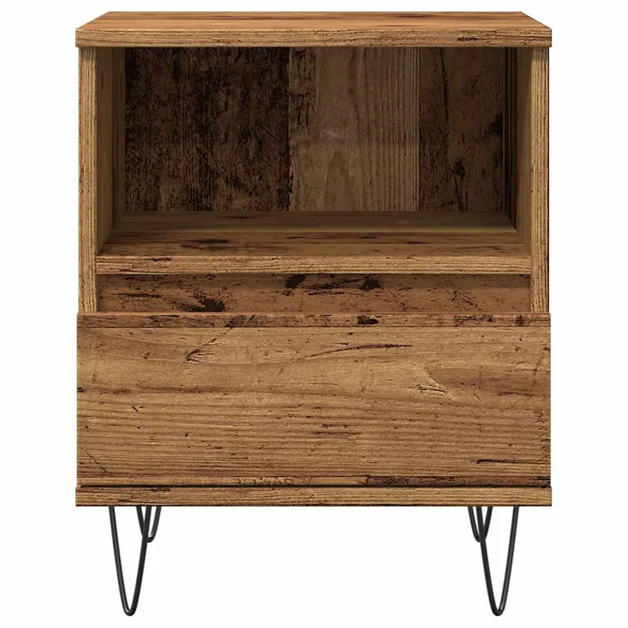 Table de chevet vieux bois 40x35x50 cm bois d’ingénierie - 4