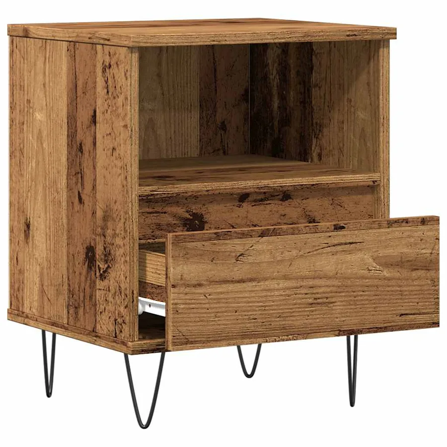 Table de chevet vieux bois 40x35x50 cm bois d’ingénierie - 5
