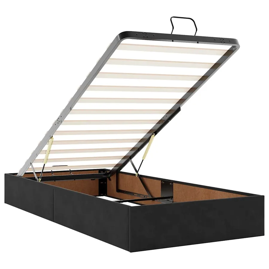Cadre de lit ottoman sans matelas noir 90x190 cm velours - 10