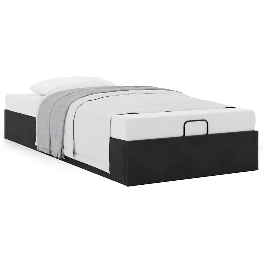 Cadre de lit ottoman sans matelas noir 90x190 cm velours - 4