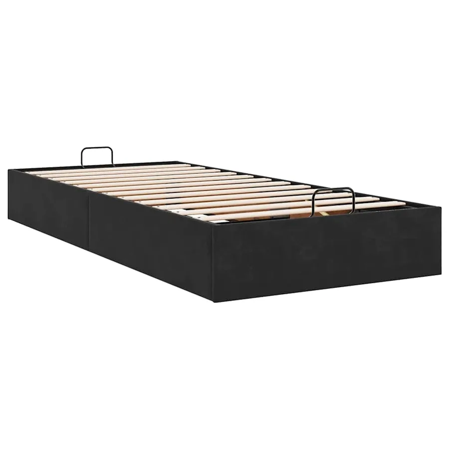 Cadre de lit ottoman sans matelas noir 90x190 cm velours - 9