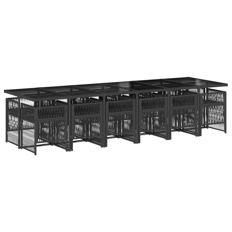 Ensemble à manger de jardin 13 pcs coussins noir résine tressée - 3