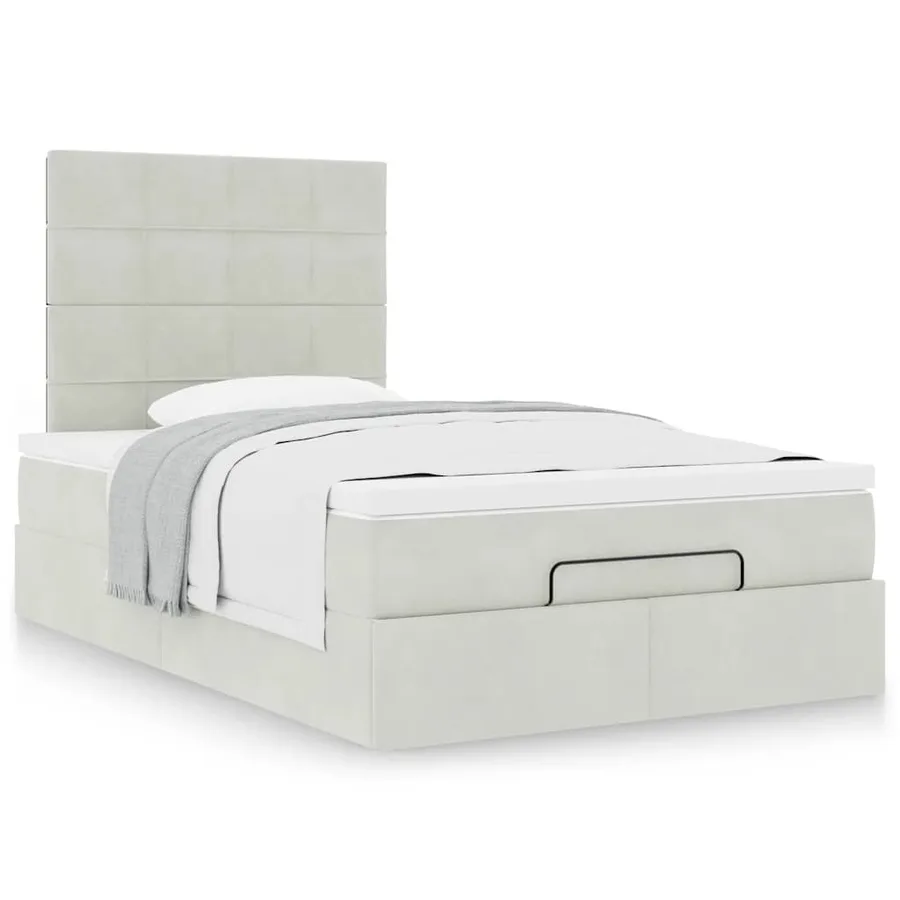 Cadre de lit ottoman et matelas gris clair 120x200 cm velours - 4