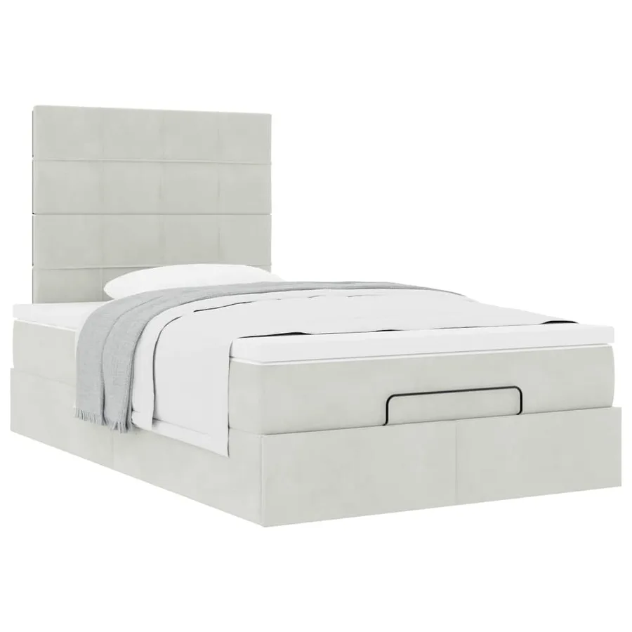 Cadre de lit ottoman et matelas gris clair 120x200 cm velours - 5