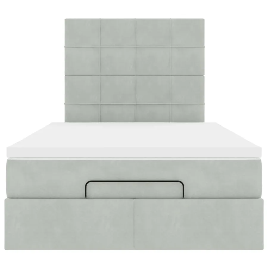 Cadre de lit ottoman et matelas gris clair 120x200 cm velours - 7