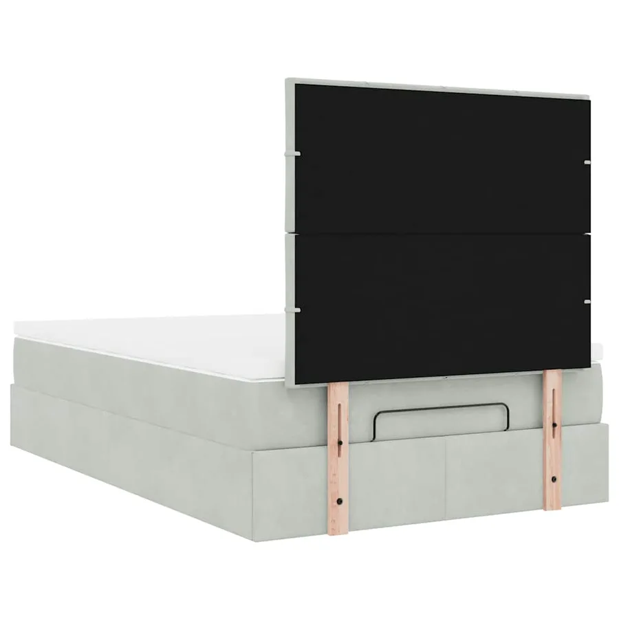 Cadre de lit ottoman et matelas gris clair 120x200 cm velours - 9