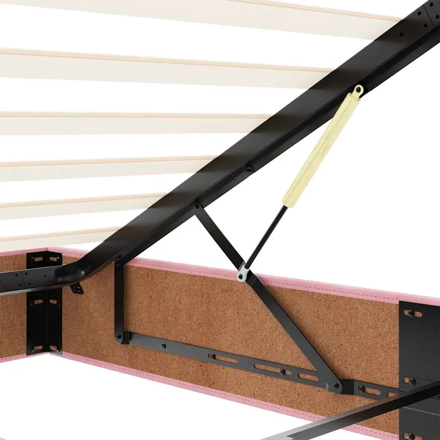 Lit ottoman avec matelas et LED rose 120x190 cm velours - 14