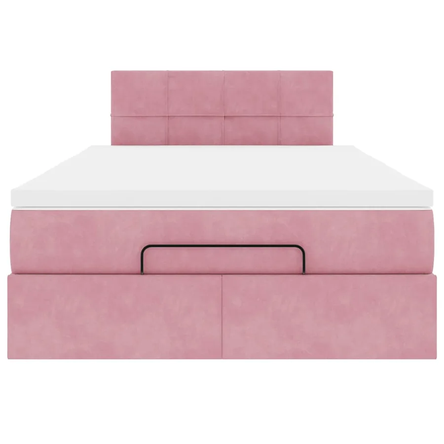 Lit ottoman avec matelas et LED rose 120x190 cm velours - 8
