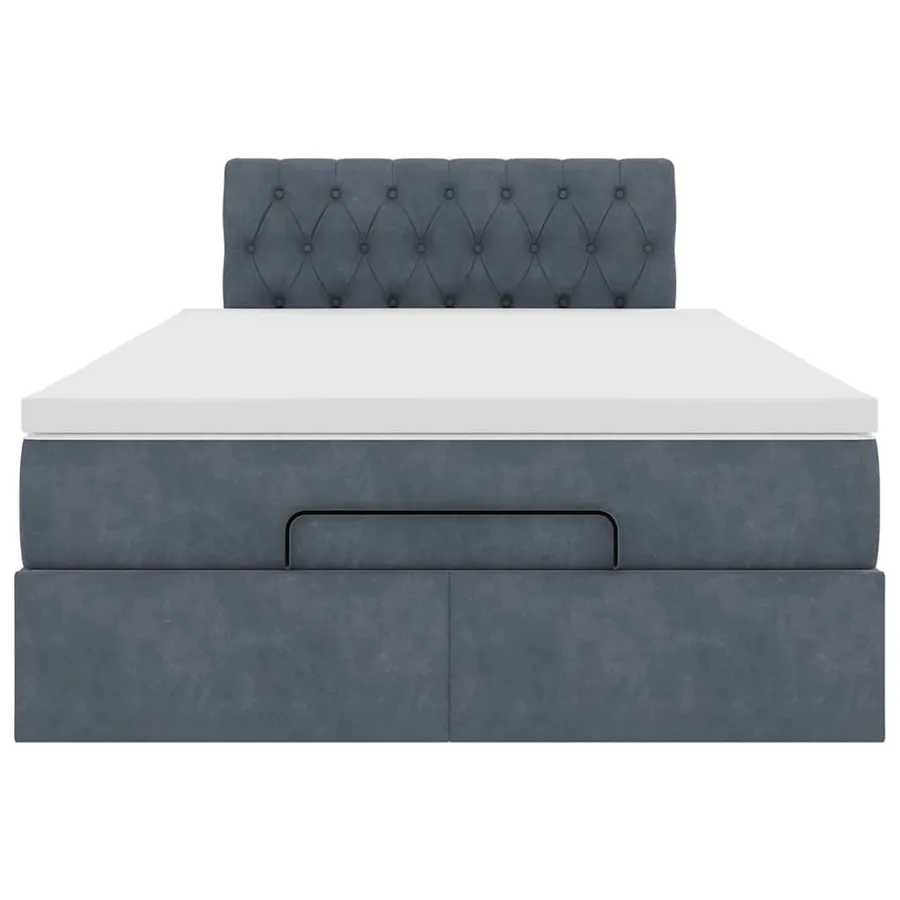Lit ottoman avec matelas gris foncé 120x190 cm velours - 7