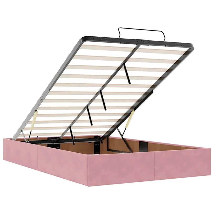 Lit ottoman avec matelas rose 120x190 cm velours - 12