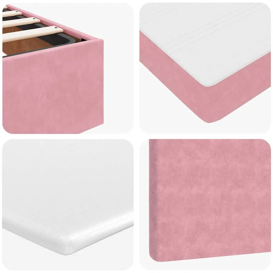 Lit ottoman avec matelas rose 120x190 cm velours - 14