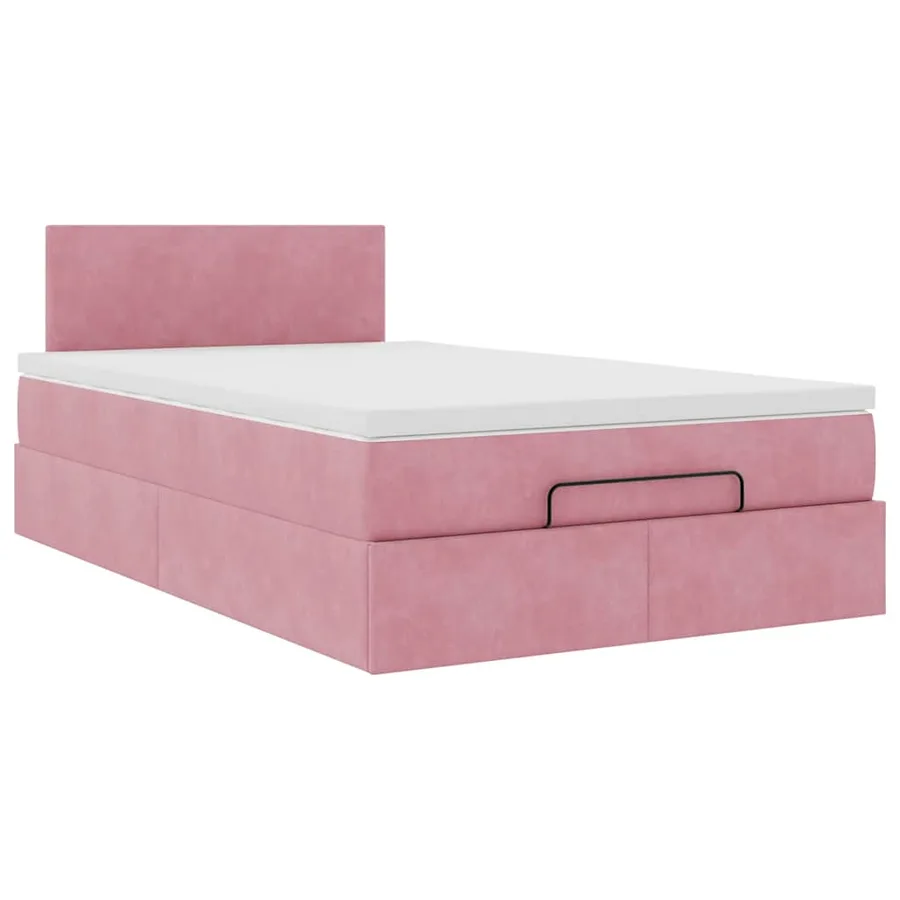 Lit ottoman avec matelas rose 120x190 cm velours - 6