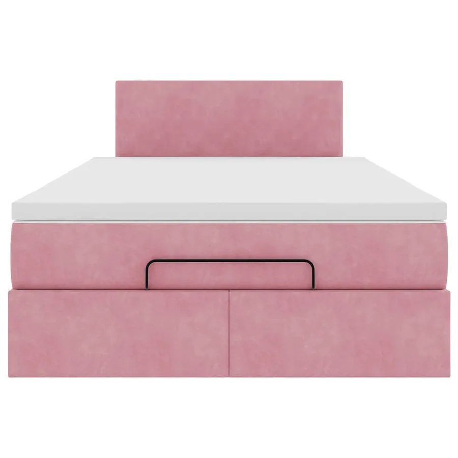 Lit ottoman avec matelas rose 120x190 cm velours - 7