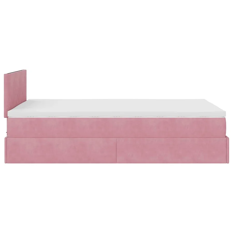 Lit ottoman avec matelas rose 120x190 cm velours - 8