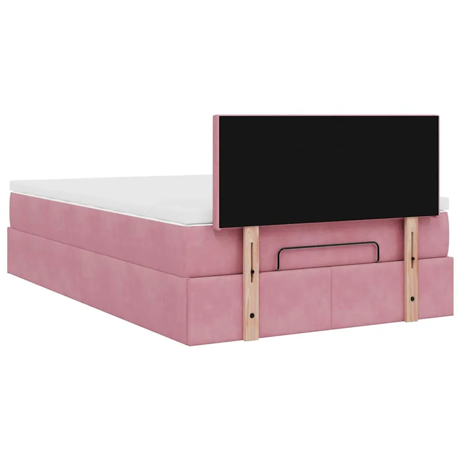 Lit ottoman avec matelas rose 120x190 cm velours - 9