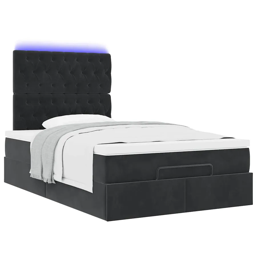 Cadre de lit ottoman avec matelas noir 120x190 cm velours - 6