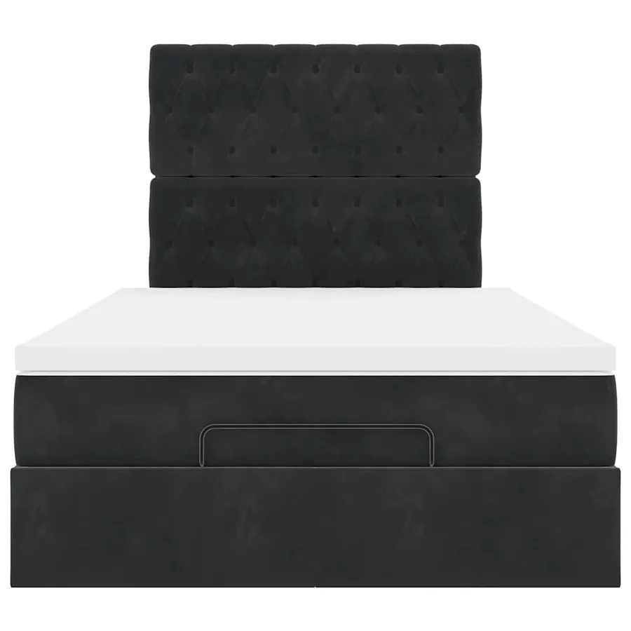 Cadre de lit ottoman avec matelas noir 120x190 cm velours - 8
