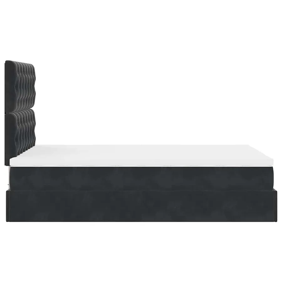 Cadre de lit ottoman avec matelas noir 120x190 cm velours - 9