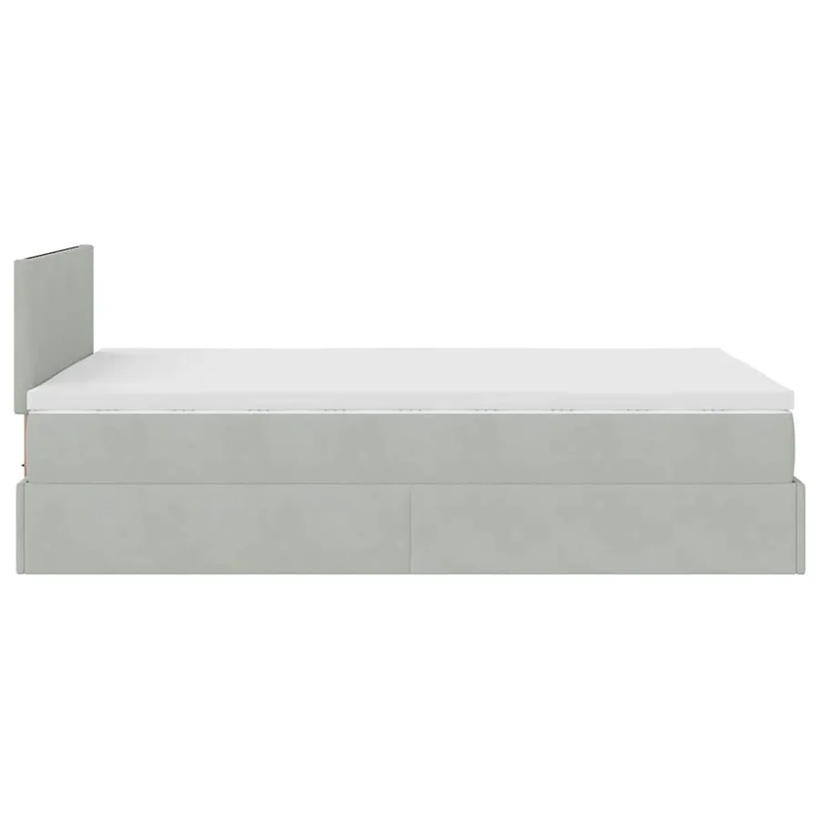 Lit ottoman avec matelas et LED gris clair 120x190cm velours - 11