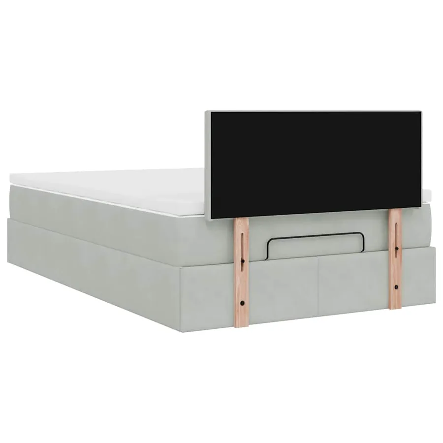Lit ottoman avec matelas et LED gris clair 120x190cm velours - 12