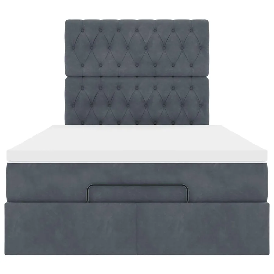 Cadre de lit ottoman avec matelas gris foncé 120x190 cm velours - 7
