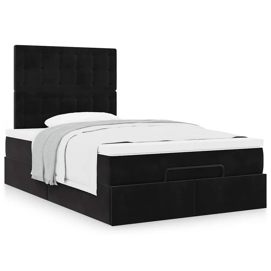 Cadre de lit ottoman avec matelas noir 120x190 cm velours - 4