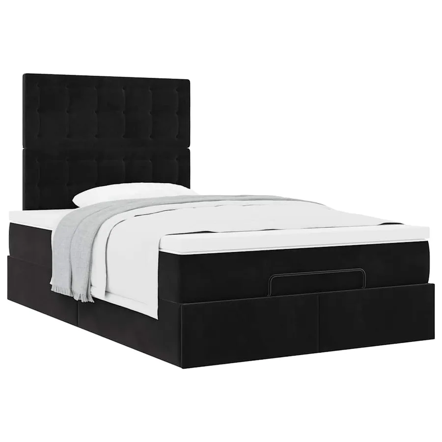 Cadre de lit ottoman avec matelas noir 120x190 cm velours - 5