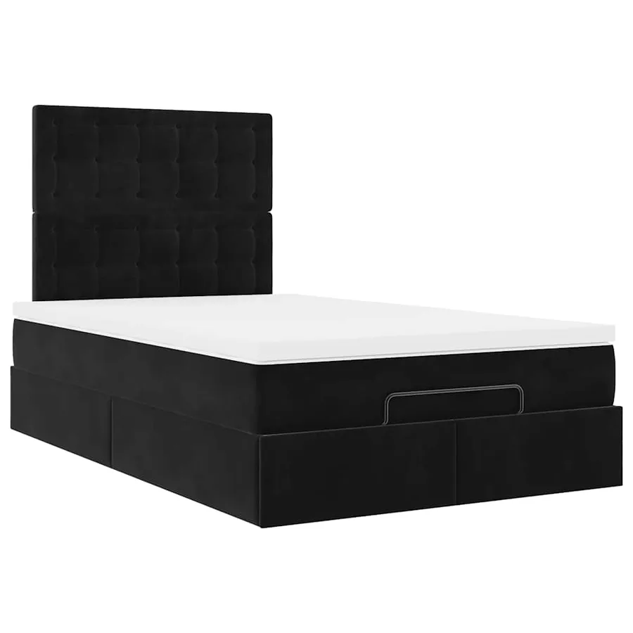 Cadre de lit ottoman avec matelas noir 120x190 cm velours - 6