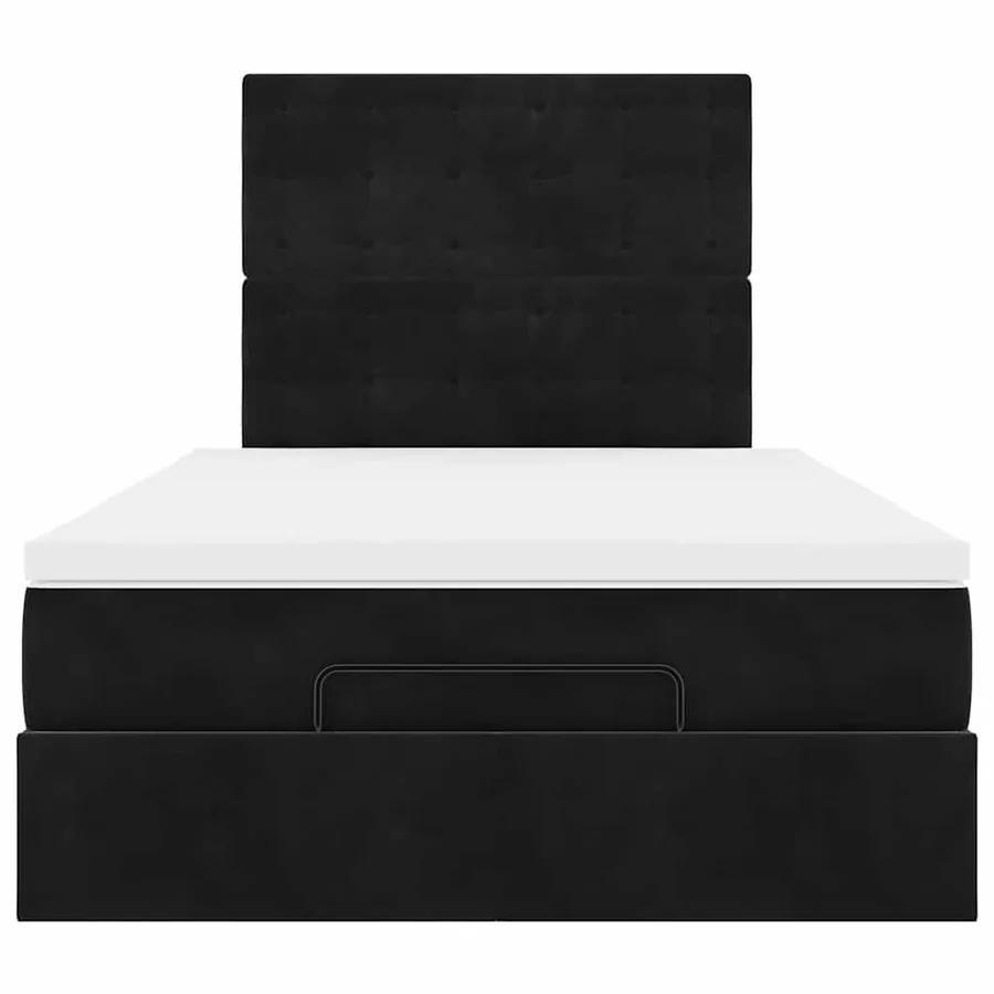 Cadre de lit ottoman avec matelas noir 120x190 cm velours - 7