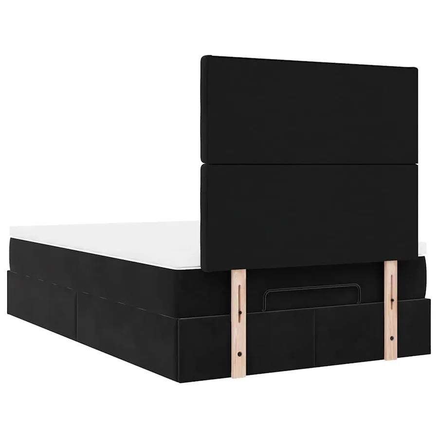 Cadre de lit ottoman avec matelas noir 120x190 cm velours - 9