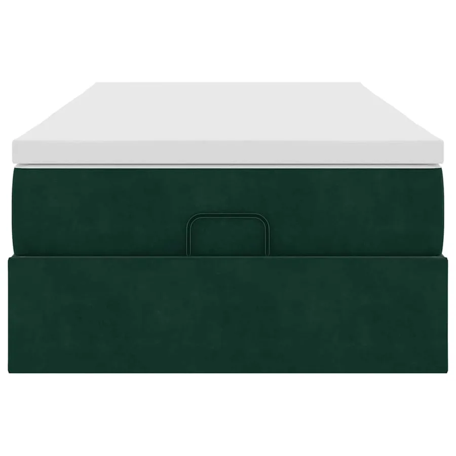 Cadre de lit ottoman avec matelas vert foncé 90x190 cm velours - 7