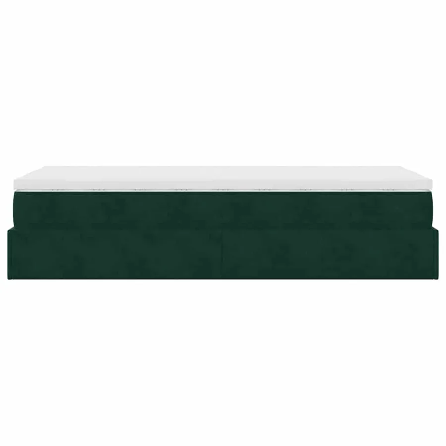 Cadre de lit ottoman avec matelas vert foncé 90x190 cm velours - 9