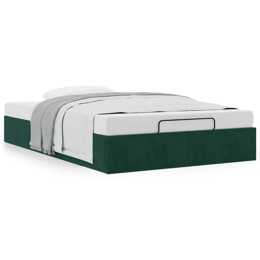 Cadre de lit ottoman sans matelas vert foncé 120x190 cm velours - 4