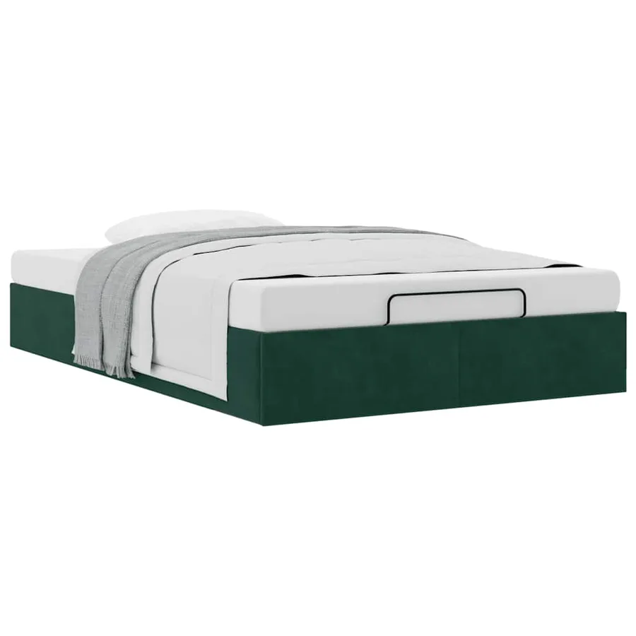 Cadre de lit ottoman sans matelas vert foncé 120x190 cm velours - 5
