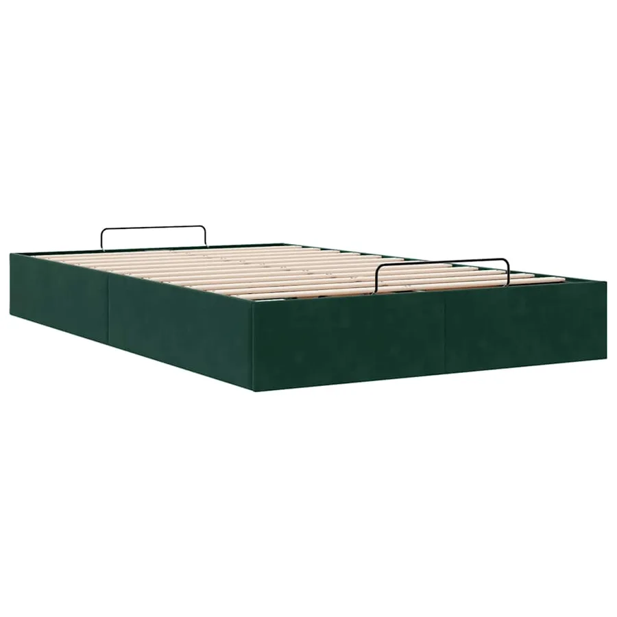 Cadre de lit ottoman sans matelas vert foncé 120x190 cm velours - 6