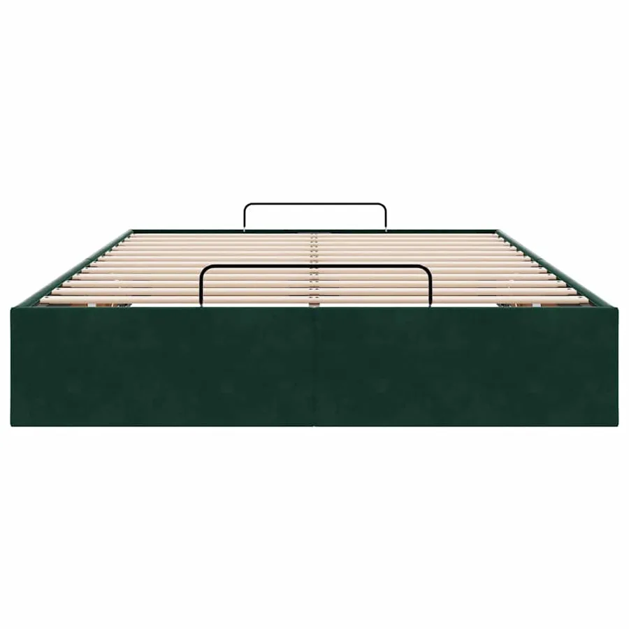Cadre de lit ottoman sans matelas vert foncé 120x190 cm velours - 7