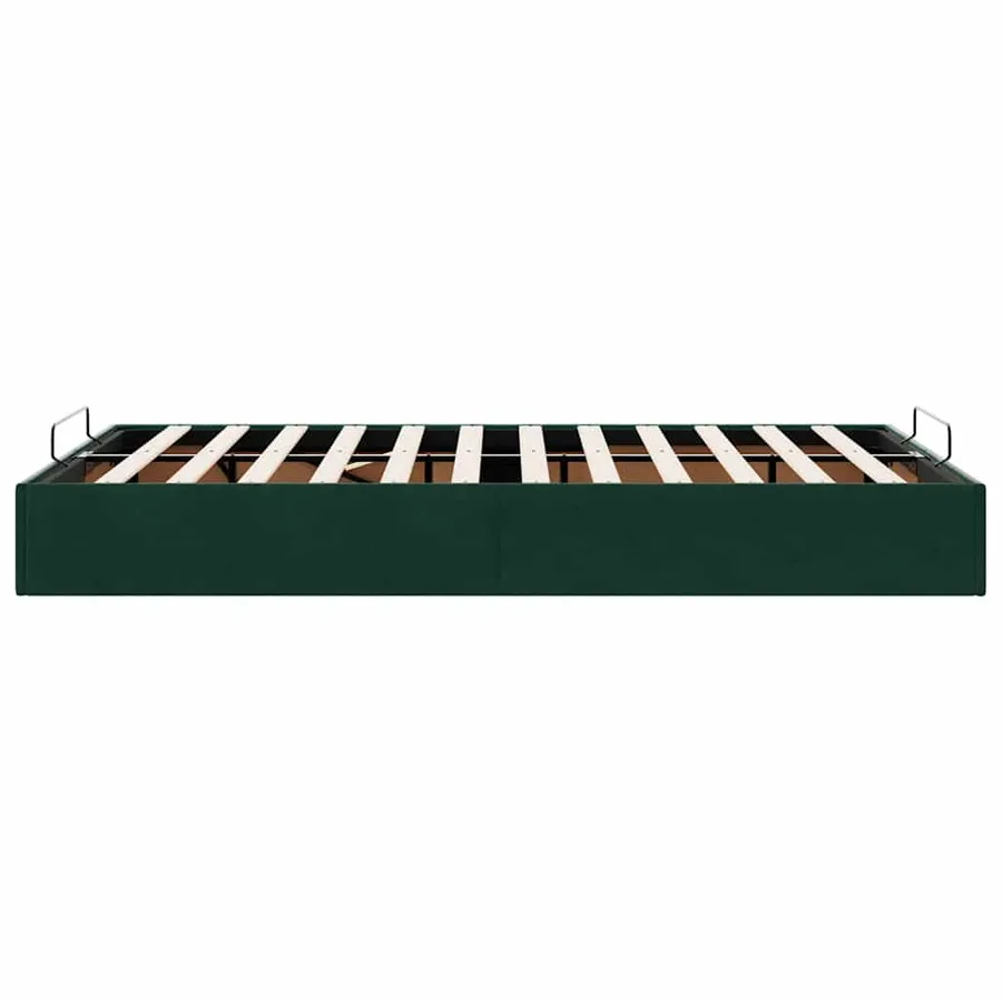 Cadre de lit ottoman sans matelas vert foncé 120x190 cm velours - 8