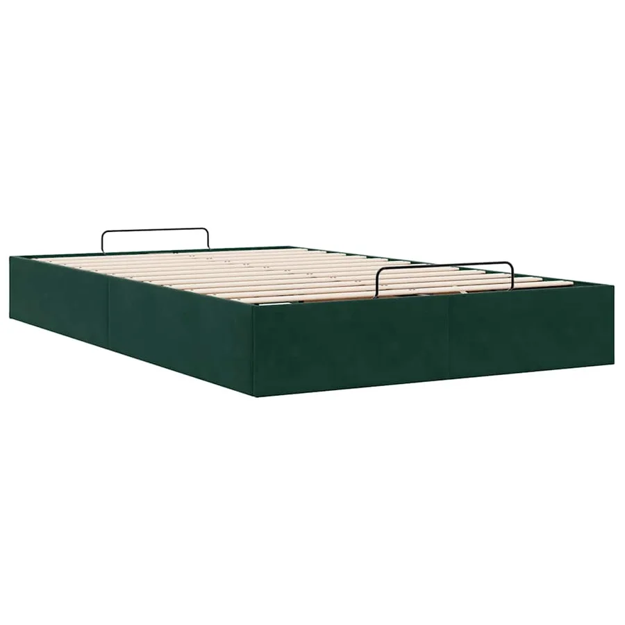 Cadre de lit ottoman sans matelas vert foncé 120x190 cm velours - 9