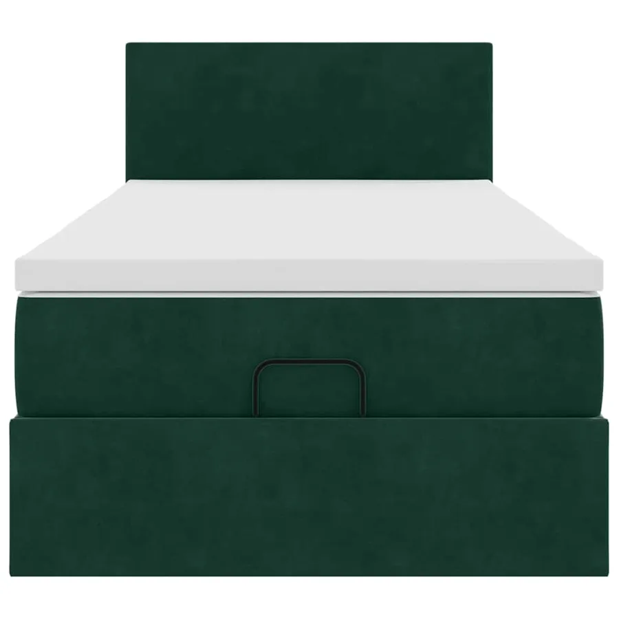 Lit ottoman avec matelas vert foncé 120x190 cm velours - 5