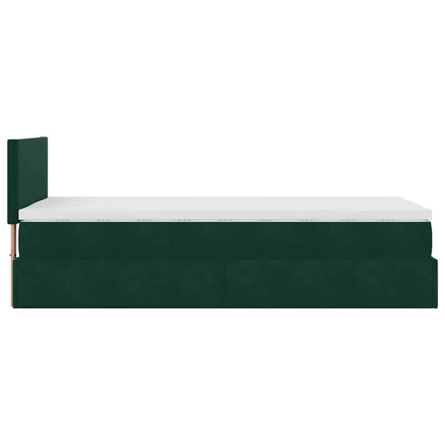 Lit ottoman avec matelas vert foncé 120x190 cm velours - 8
