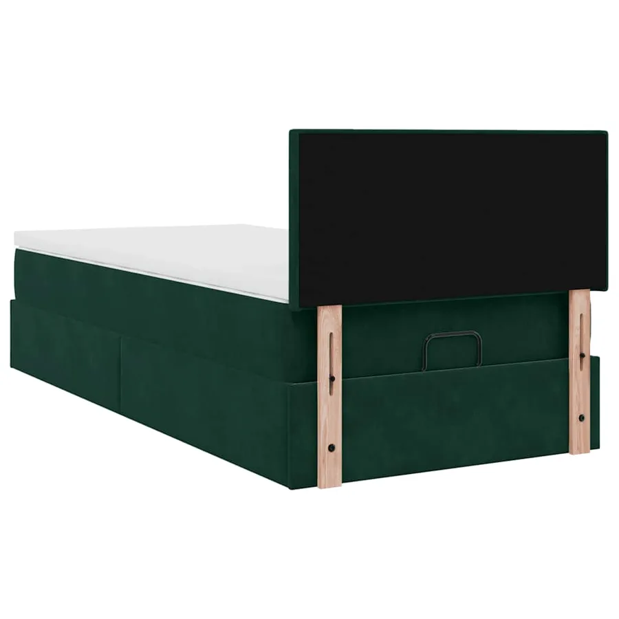 Lit ottoman avec matelas vert foncé 120x190 cm velours - 9