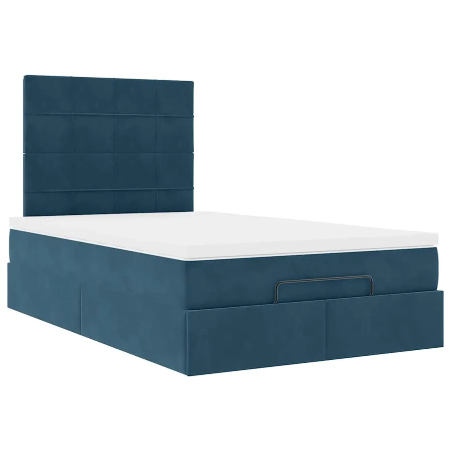 Cadre de lit ottoman avec matelas bleu foncé 120x190 cm velours - 6