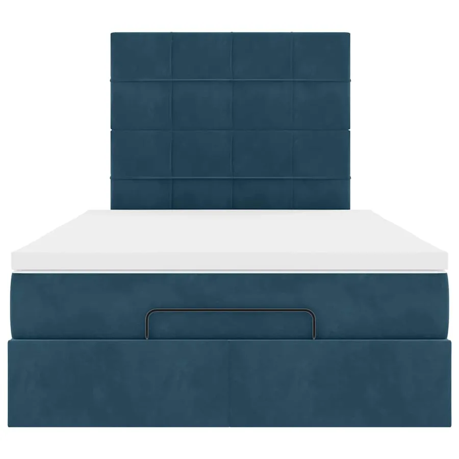 Cadre de lit ottoman avec matelas bleu foncé 120x190 cm velours - 7