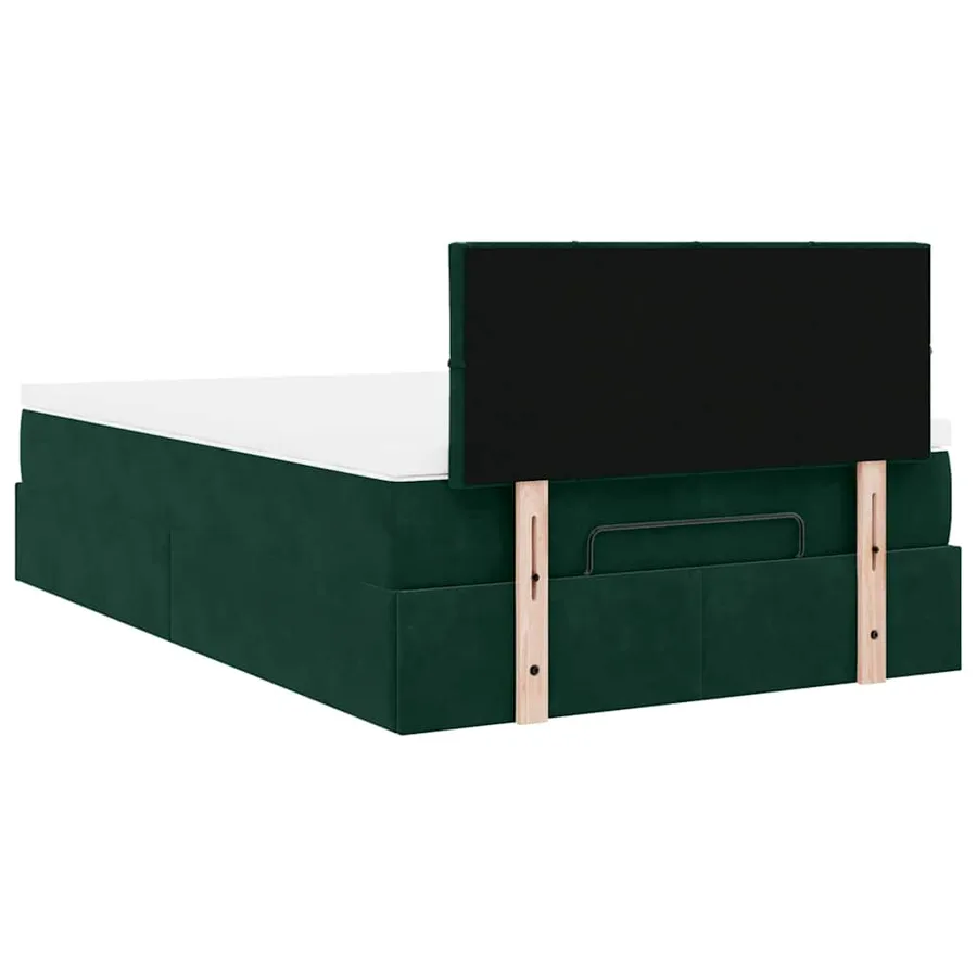 Lit ottoman avec matelas vert foncé 120x190 cm velours - 10
